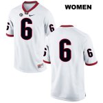 Women's Georgia Bulldogs NCAA #6 James Cook Nike Stitched White Authentic No Name College Football Jersey TTO6354QA